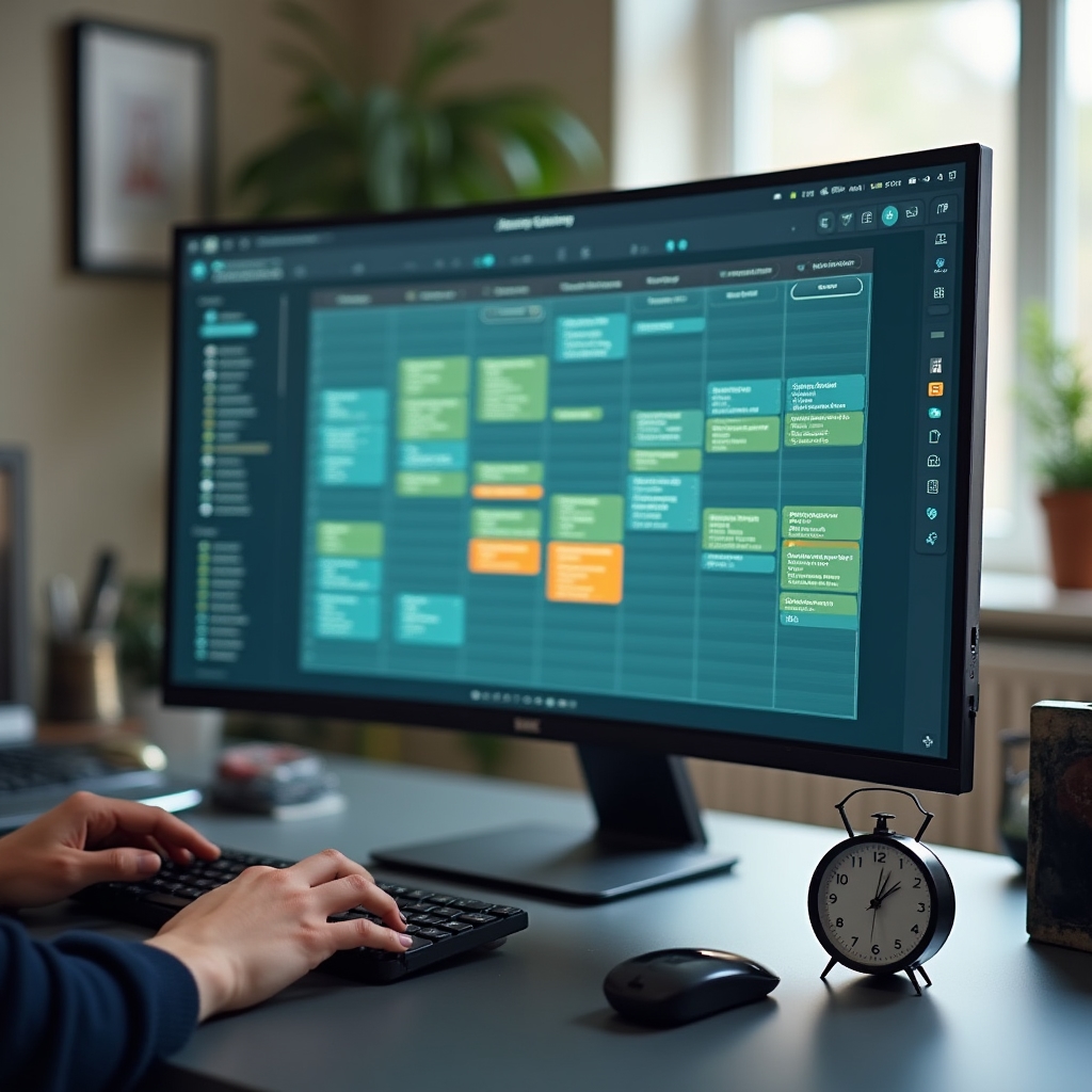 Digitaler Kalender und Wochenplanung auf Bildschirm